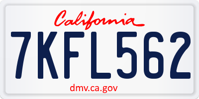 CA license plate 7KFL562