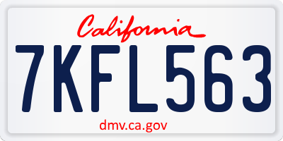 CA license plate 7KFL563