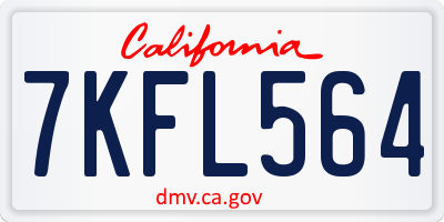 CA license plate 7KFL564