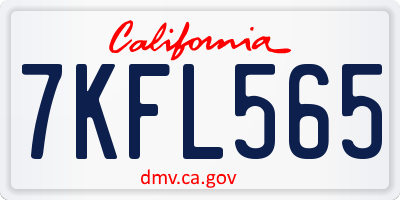 CA license plate 7KFL565