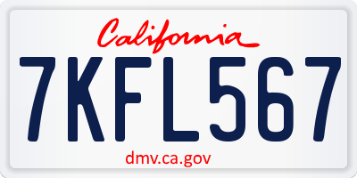 CA license plate 7KFL567