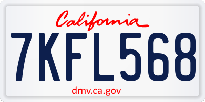 CA license plate 7KFL568