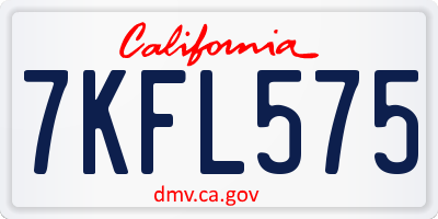 CA license plate 7KFL575