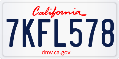 CA license plate 7KFL578