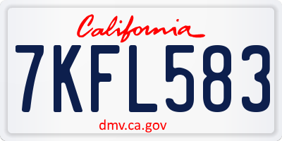 CA license plate 7KFL583