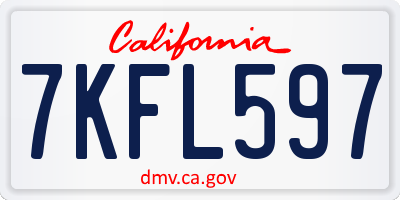 CA license plate 7KFL597