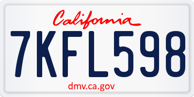 CA license plate 7KFL598
