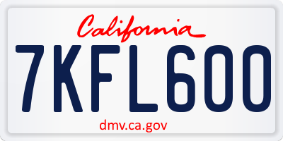 CA license plate 7KFL600
