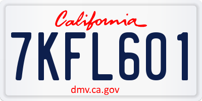 CA license plate 7KFL601
