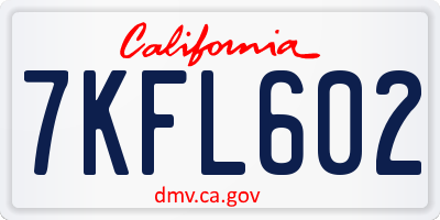 CA license plate 7KFL602