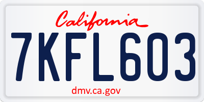 CA license plate 7KFL603