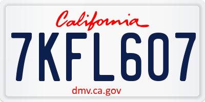 CA license plate 7KFL607