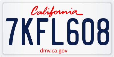 CA license plate 7KFL608