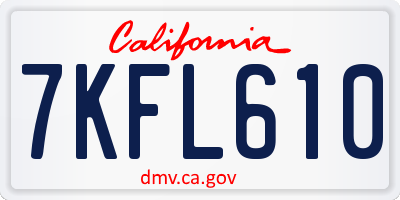 CA license plate 7KFL610