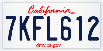 CA license plate 7KFL612