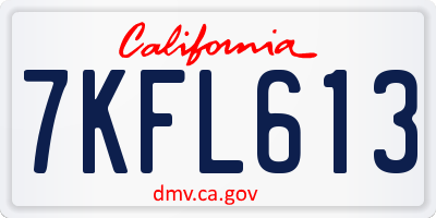 CA license plate 7KFL613