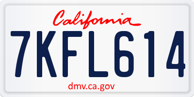 CA license plate 7KFL614