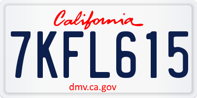 CA license plate 7KFL615