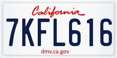 CA license plate 7KFL616