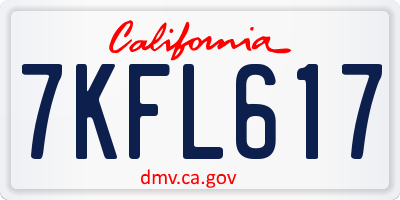 CA license plate 7KFL617