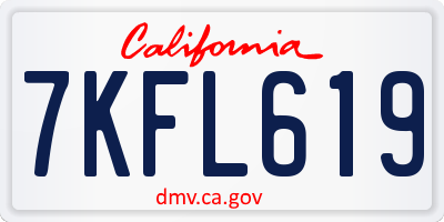 CA license plate 7KFL619