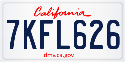 CA license plate 7KFL626