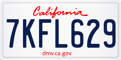 CA license plate 7KFL629