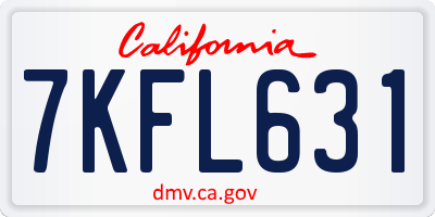 CA license plate 7KFL631