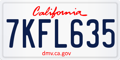 CA license plate 7KFL635