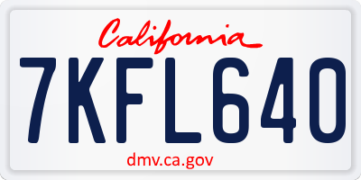 CA license plate 7KFL640