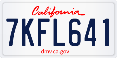 CA license plate 7KFL641
