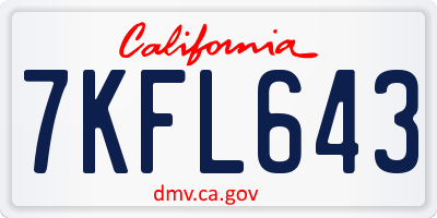 CA license plate 7KFL643