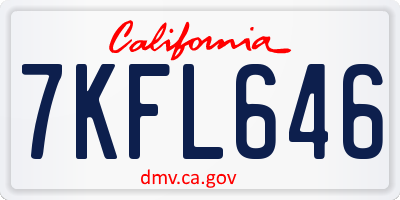 CA license plate 7KFL646