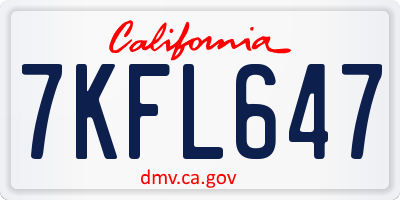 CA license plate 7KFL647