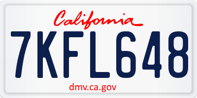 CA license plate 7KFL648