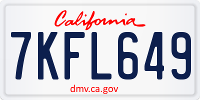 CA license plate 7KFL649