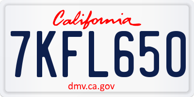 CA license plate 7KFL650