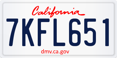 CA license plate 7KFL651