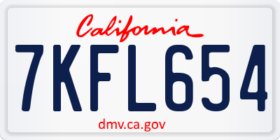 CA license plate 7KFL654