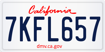CA license plate 7KFL657