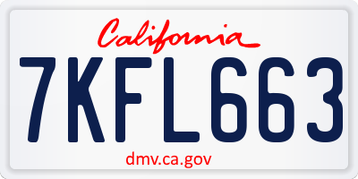 CA license plate 7KFL663
