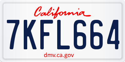 CA license plate 7KFL664
