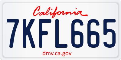 CA license plate 7KFL665