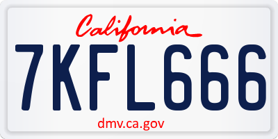 CA license plate 7KFL666