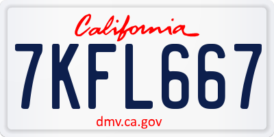 CA license plate 7KFL667