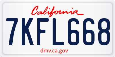 CA license plate 7KFL668