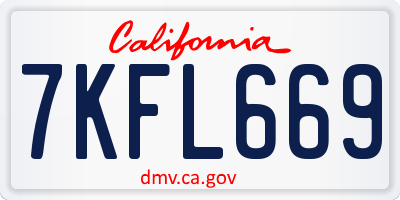 CA license plate 7KFL669