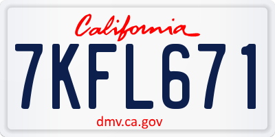 CA license plate 7KFL671