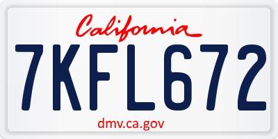 CA license plate 7KFL672