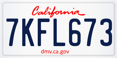 CA license plate 7KFL673